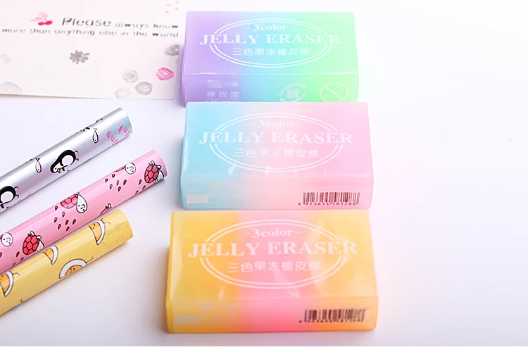 2 шт./лот Kawaii красочные ластик школьные канцелярские желе резиновые ластики для карандашей офисные zakka Детские принадлежности(ss-1622