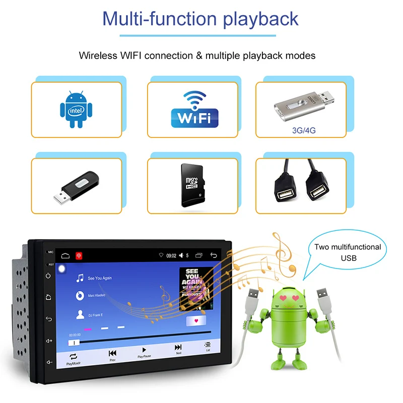 2 din android 7 1 Авто радио мультимедиа carro плеер ''сенсорный экран mp5 gps Авторадио
