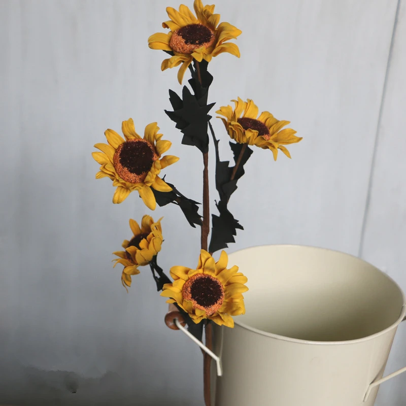 

60cm 10 Branches Artificial Sun Flowers 5 Flowers/branch Colorful Sun Flower Home Decoration Wedding Decoration Party Supply