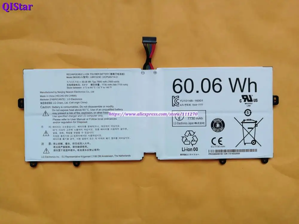 QISATR подлинный LBR1223E 7,7 V 60.06Wh Аккумулятор для LG Gram 13Z970 14Z970 15Z970 15Z975 серии ноутбука