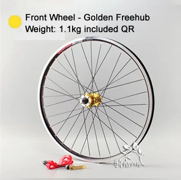 Front Wheel Gld Blk MTB Wheelset 26er передние колеса велосипеда задние колеса для кассета свободного хода диск и V тормоз 32 отверстия для 26*1,25-2,1 шин - Цвет: Front Wheel Gld Blk