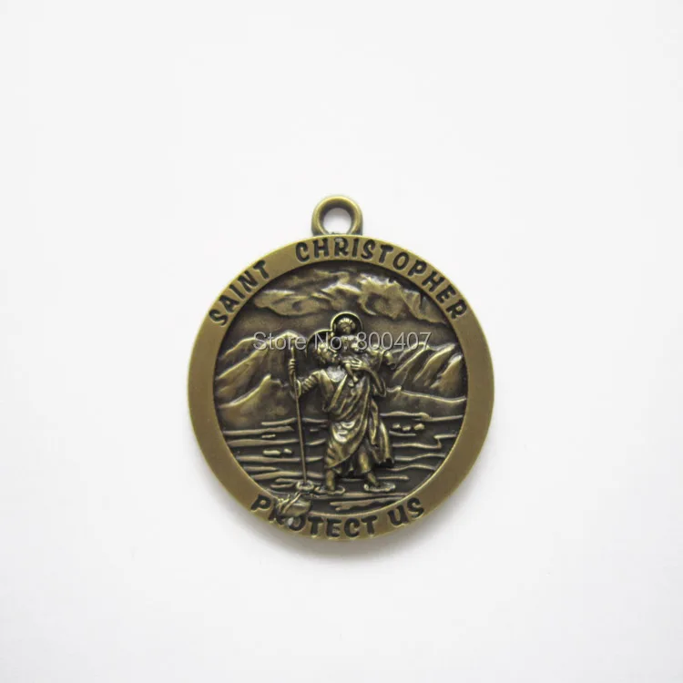 Винтажный кулон с бронзовым покрытием Saint Christopher Charm Бесплатная доставка |