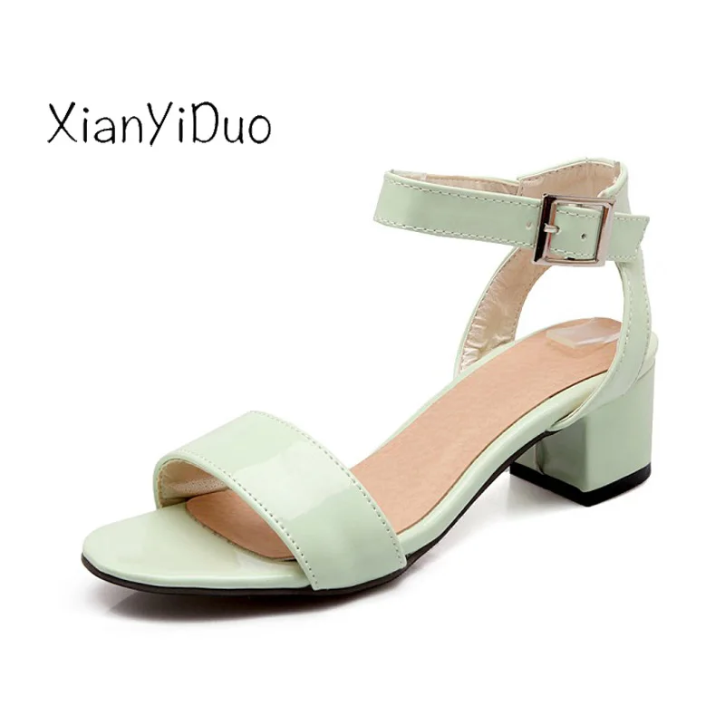 XianYiDuo/2018 повседневные летние женские туфли на среднем каблуке с ремешком сзади