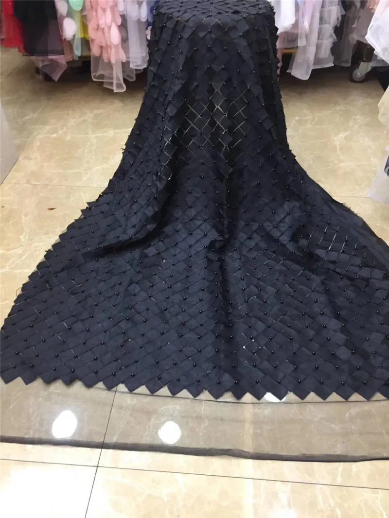 Good looking embroiderd lace fabric H-122432 with beads beautiful Nigerian sequins for party dress | Дом и сад