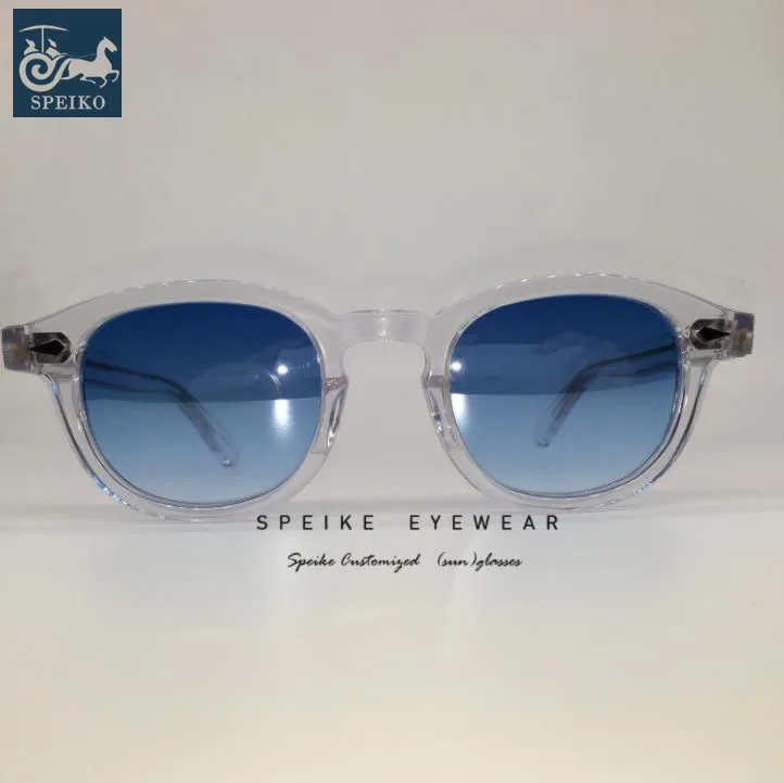 

SPEIKE Customized High quality gradient blue sunglasses Johnny Depp Lemtosh style glasses can be myopia sunglasses 44/46/49MM