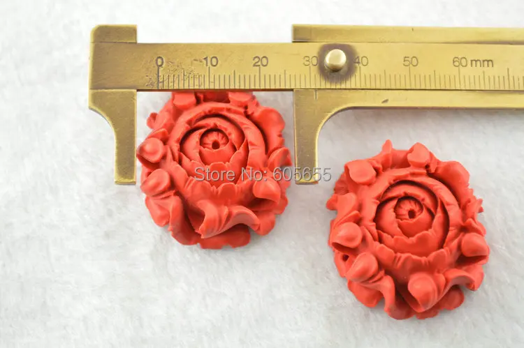 Красный Cinnabar резной цветок пиона модные ювелирные изделия Сделай Сам свободные