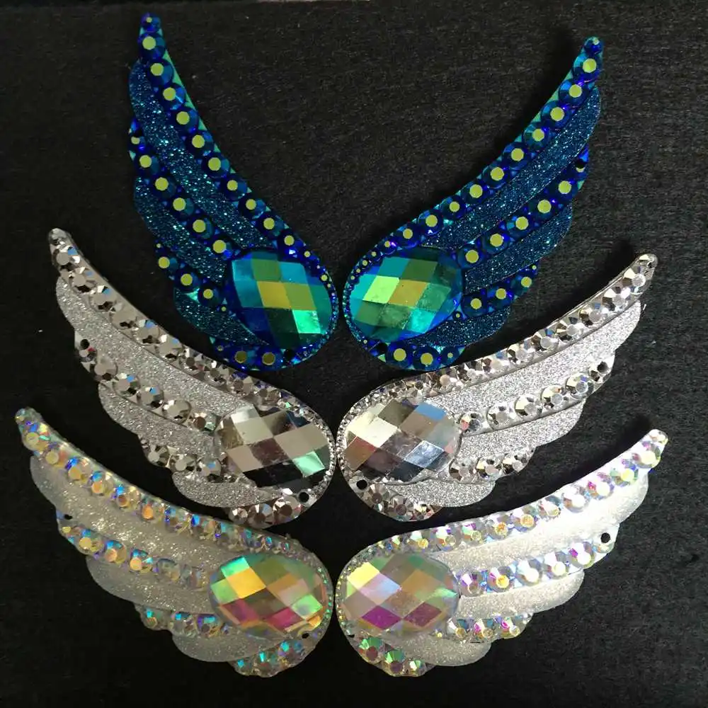 Новинка 6 шт. блестящие AB полимерные Крылья Ангела плоская задняя стразы