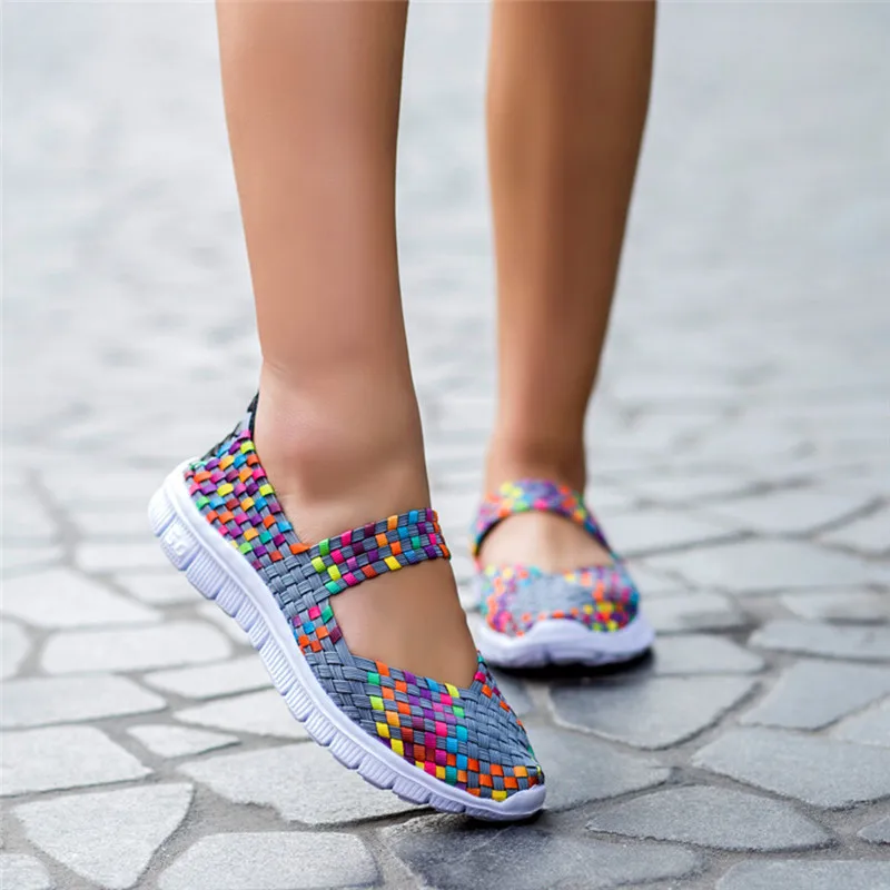 Женская Повседневная обувь Удобные кроссовки Летние женские тканые дышащие