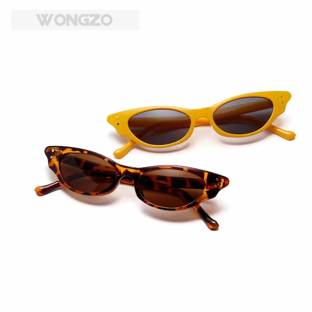 WongZo Personalized party Daily glasses Small border cat eye color sunglasses Retro Sun protection for women UV400 | Аксессуары для
