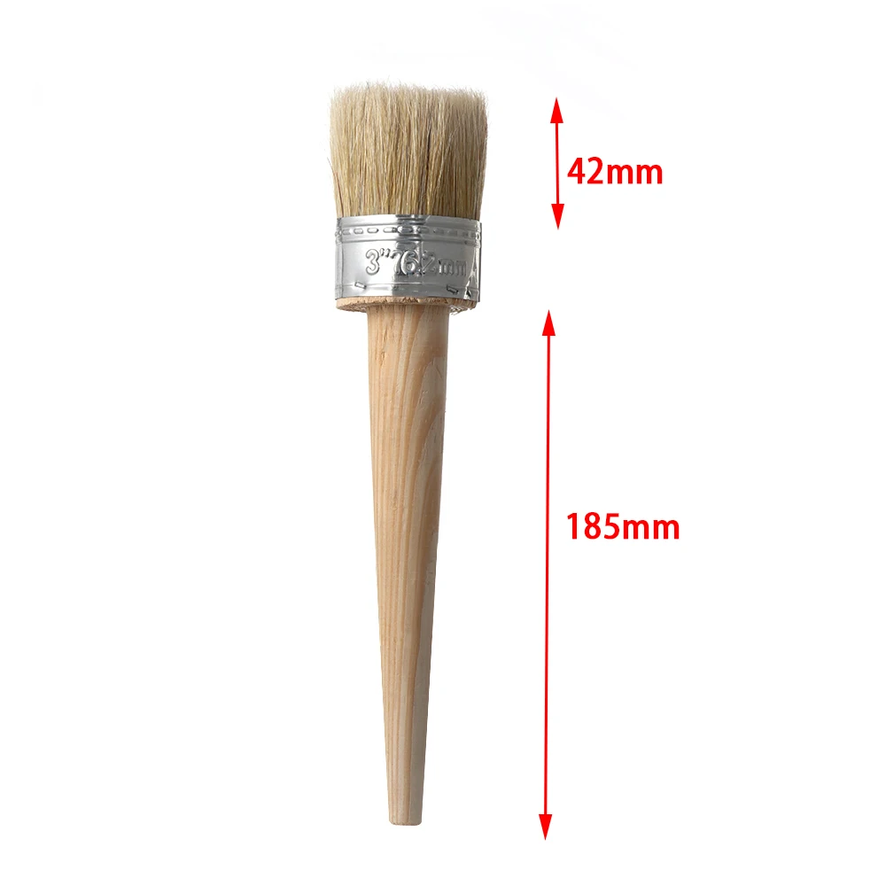 

Head diameter 20/25/30/40/50mm Round Bristle Chalk Oil Paint Painting Wax Wooden Handle Brush Artist