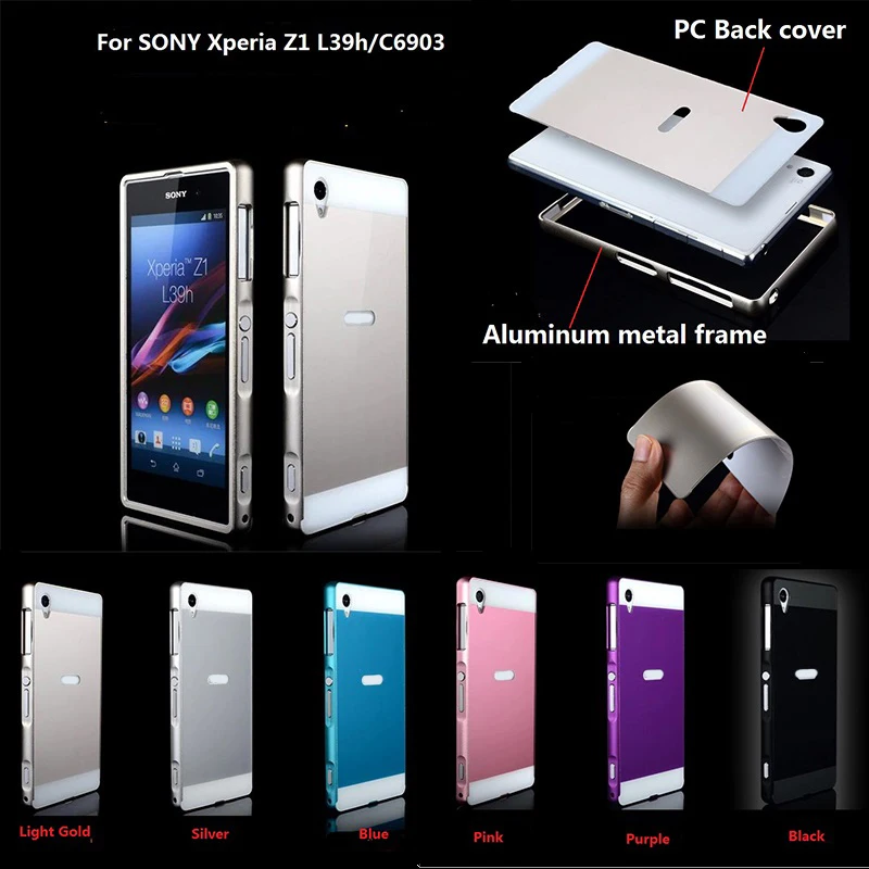 Z1 case New Luxury Cell Phones Cases Ultrathin Aluminum Metal Frame and Plastic Back Cover For SONY Xperia L39h C6903 |