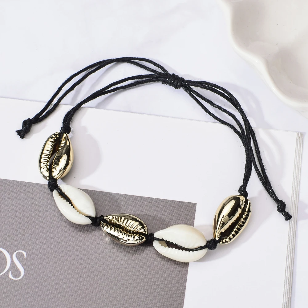 New Shell Charm Bracelets Bangles For Women Men Braided Adjustable Rope Chain Beach Seashell Friendship Bracelet Fashion Jewelry | Украшения