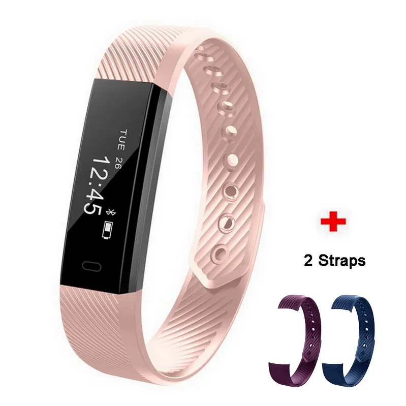 pink w blue purple Фитнес-трекер умный Браслет ID115 Veryfit APP Bluetooth Band монитор активности будильник спортивный браслет для iOS Android - Цвет: pink w blue purple