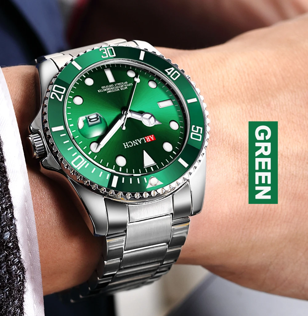 Мужские роскошные часы, брендовые, Rolexable, водонепроницаемые, модные, простые, аналоговые, кварцевые наручные часы, браслет из нержавеющей стали, часы Relogio