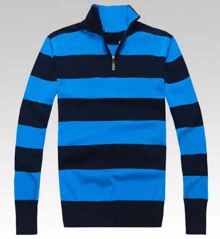 Brand Casual Stripe Mens Polo Sweater 