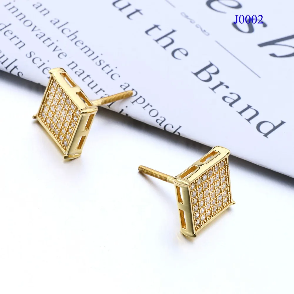 Женские серьги-гвоздики в стиле панк VANAXIN золотистые/Серебристые квадратные