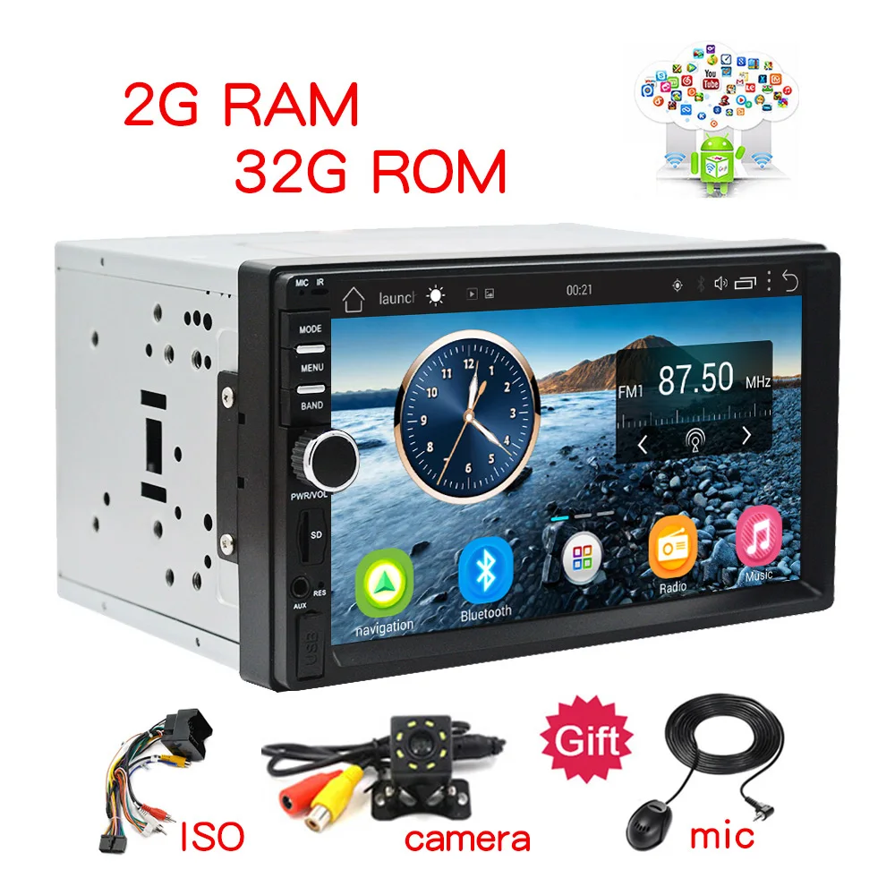 2Din автомобильный стерео GPS 2G + 32G Автомобильный мультимедийный плеер Android Bluetooth