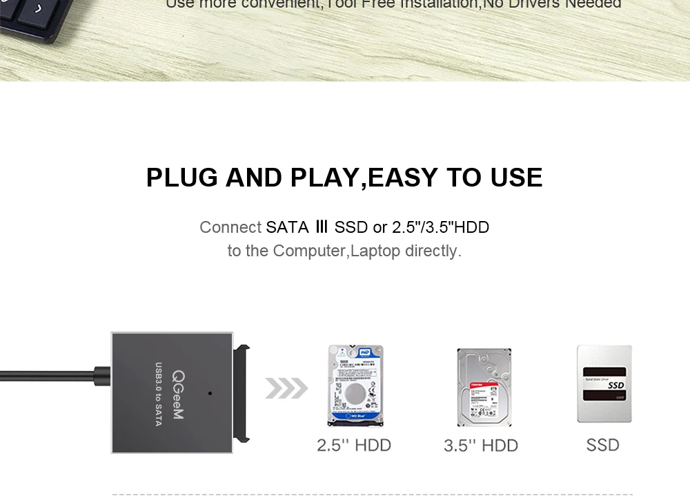 QGeeM SATA к USB адаптер USB 3,0 кабель к Sata конвертер для samsung Seagate WD 2,5 3,5 HDD SSD жесткий диск USB Sata адаптер