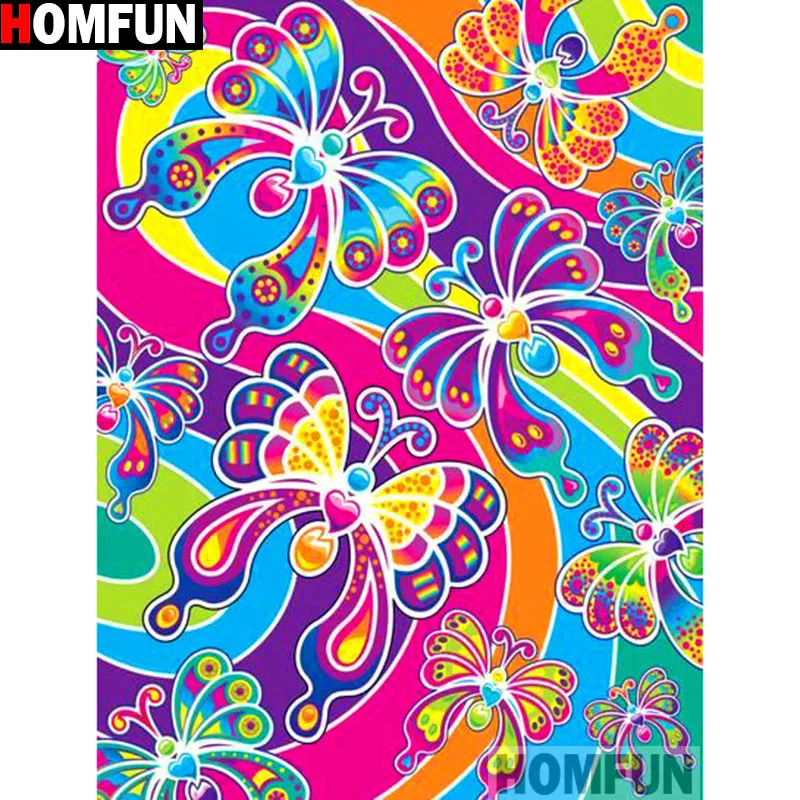 

Алмазная живопись HOMFUN, вышивка крестиком «Бабочка», полноразмерная, квадратная, круглая, для творчества, 5d алмазная вышивка, A147