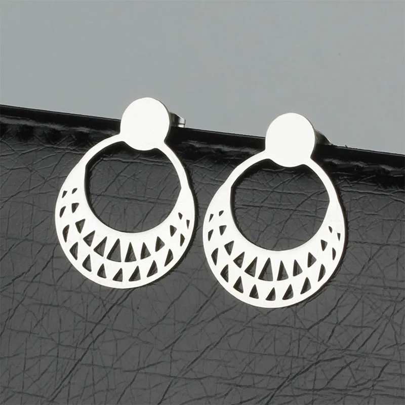 Женские круглые серьги из нержавеющей стали золотистого цвета 2020|fashion stud earrings|stud