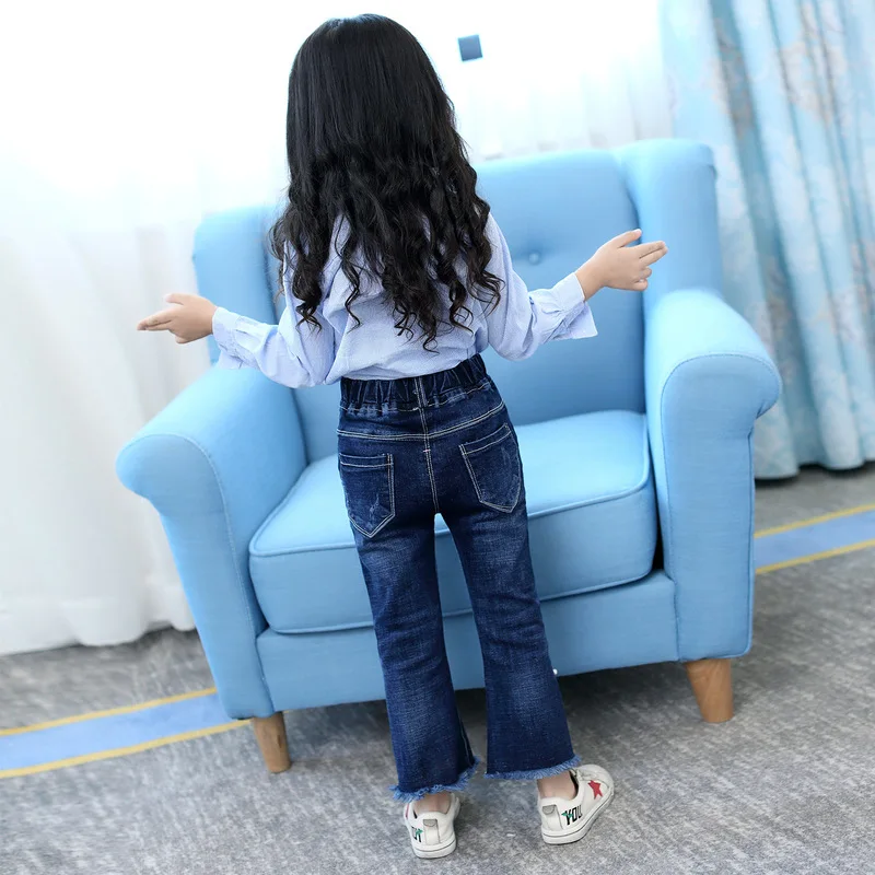 Детские джинсовые штаны рваные джинсы для девочек детские леггинсы с бисером