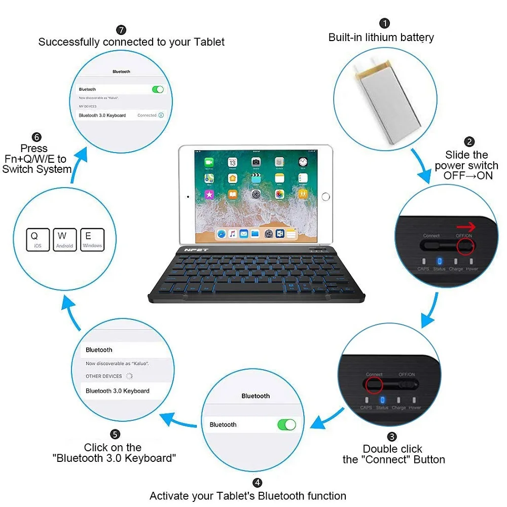 Беспроводная Bluetooth-клавиатура для телефона планшета iPad iPhone IOS Android Windows