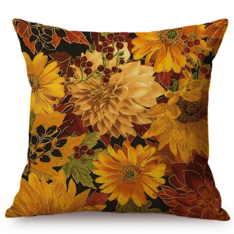 Скандинавский желтый подсолнух ручная роспись наволочка сельская пасторальная