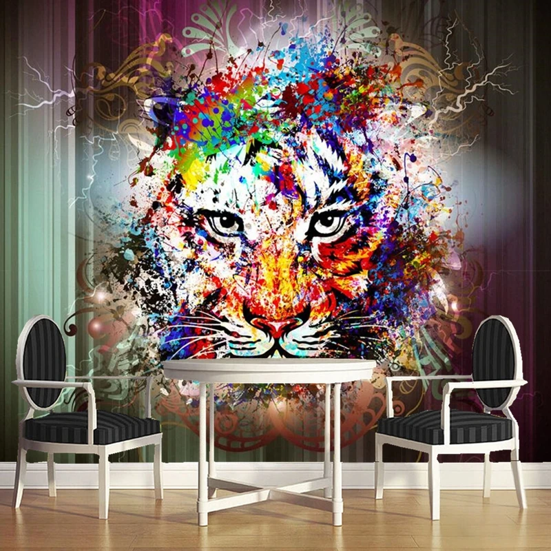 Пользовательские детские обои художественный тигр Мультяшные фрески для