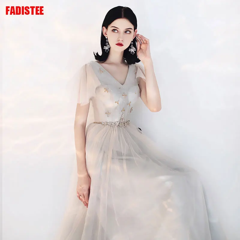 Женское вечернее платье с поясом FADISTEE элегантное формальное v образным вырезом