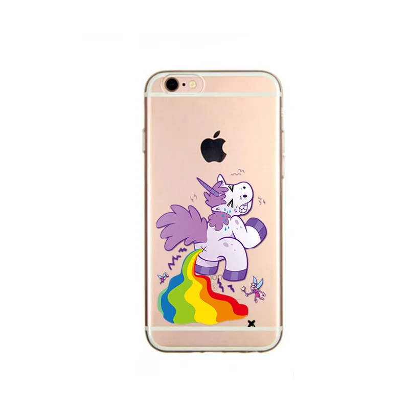 Чехол для iPhone 6 чехол iphone 5 6S 7 8 plus x милый Единорог Радужный Мягкий силиконовый из