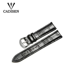 Ремешок Cadisen для мужских наручных часов, мягкий кожаный сменный Браслет с пряжкой, черный коричневый, 2018 20 мм 22 мм 24 мм