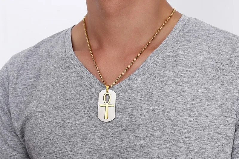 Древний египетский символ жизни нержавеющая сталь Ankh Крест Подвески ожерелье
