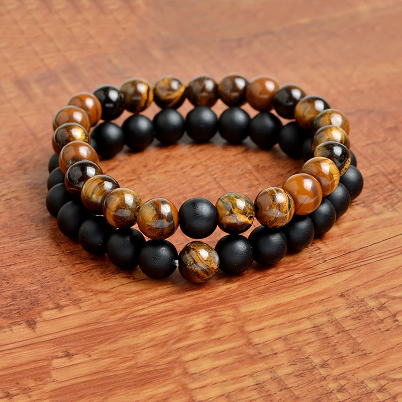 2 шт./компл. Бусы из натурального камня браслеты с тигровым глазом лавовые bijoux