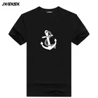 JXGXSX 2018 Новая модная летняя мужская футболка с короткими рукавами брендовая одежда хлопковая удобная мужская футболка с принтом якоря