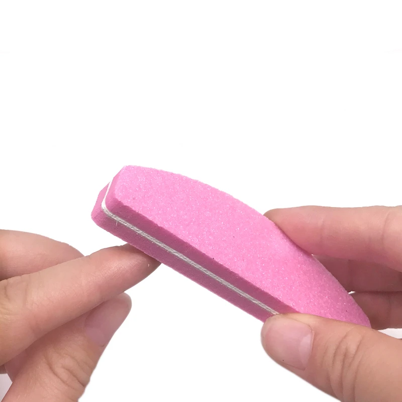 100 Pcs/Lot Moon Style Pink Nail Buffer Mini Sponge Nails Files Buffer Block Polish Ongle Limas De Unha Nail Styling Accessories images - 6