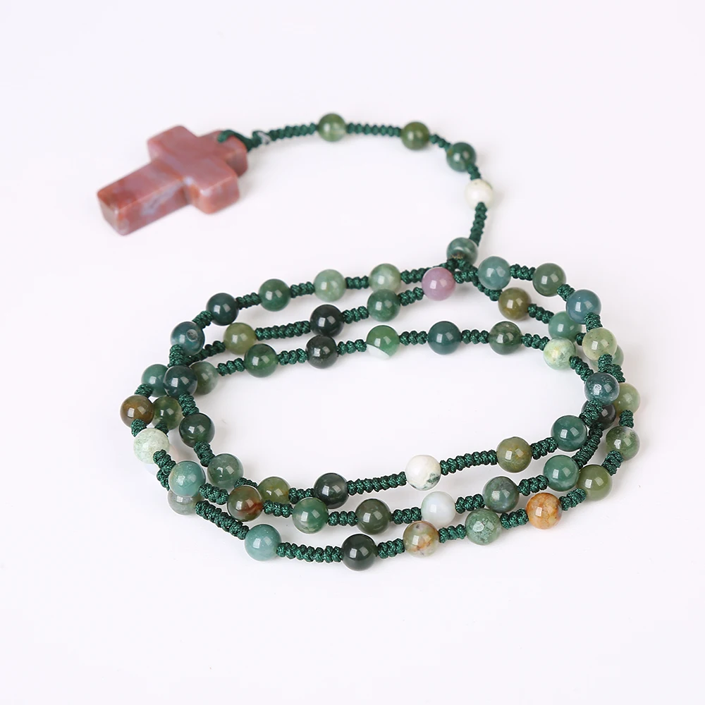 Yumten эпидот крест кулон четки религиозных Younoble Jewelry рейки драгоценных камней