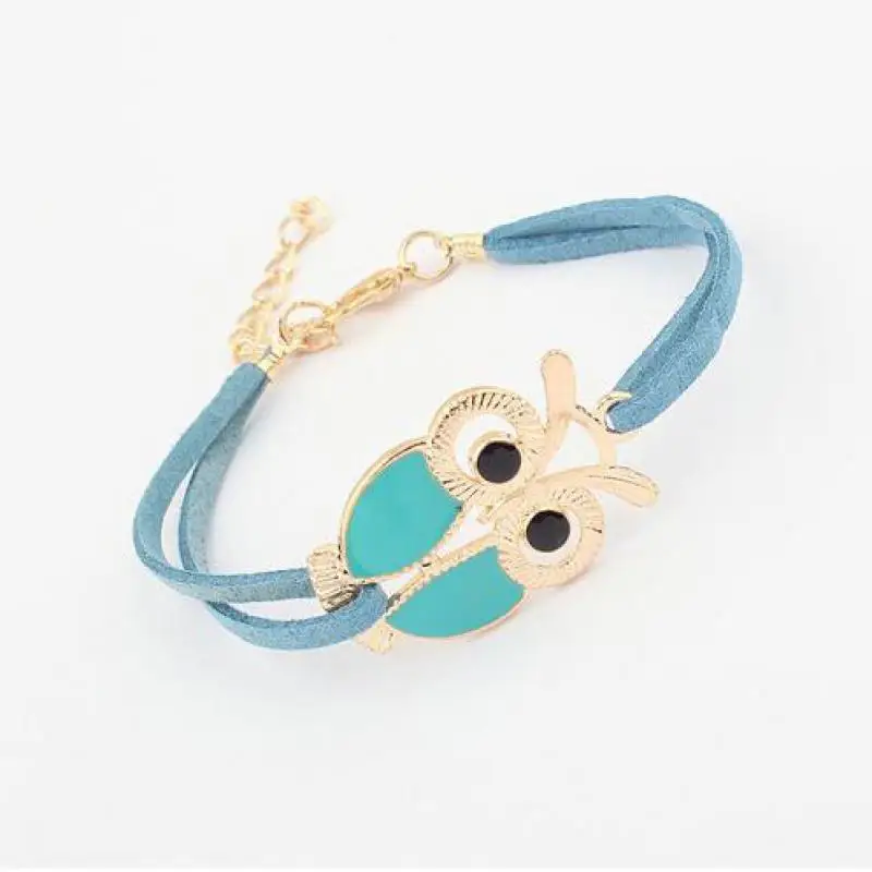 

Hot New Fashion Wild Retro Lovers Lovely Golden Owl Totem Gilded Leather Cord Bracelet Women Jewelry Wholesale And Retail