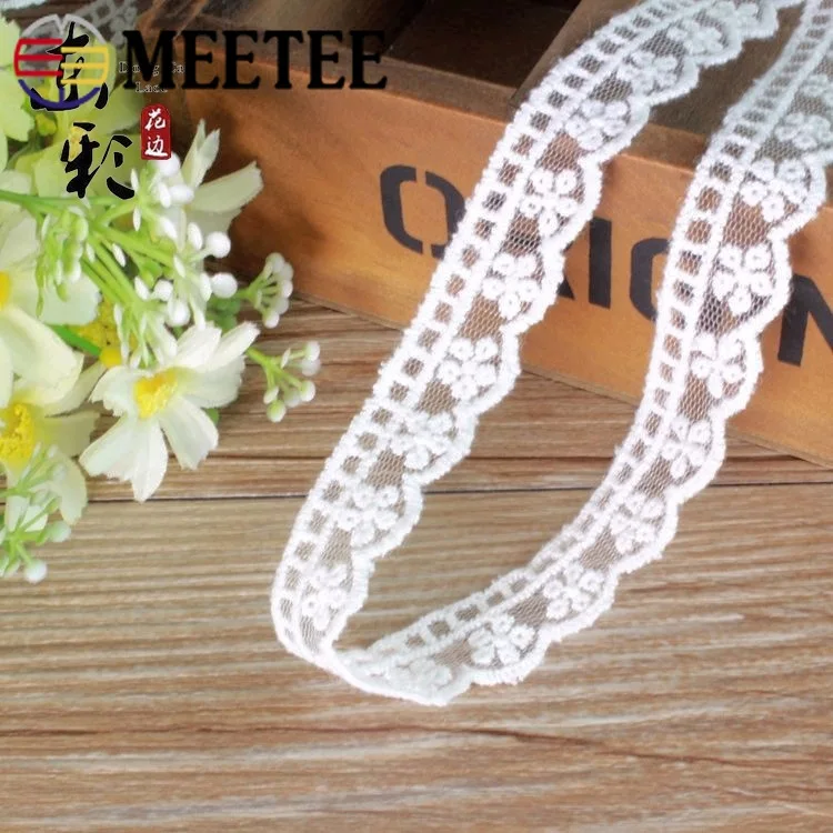 Meetee 1 5 см ярдов/партия белая кружевная ткань с одной дугой Цветочная сетка