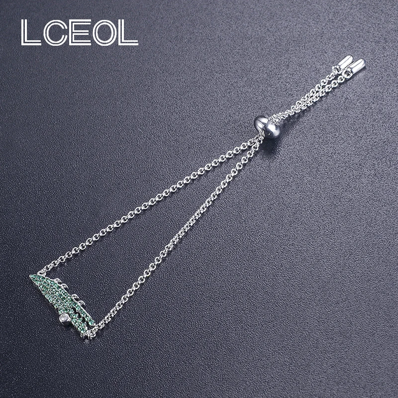 LCEOL Monaco ювелирные изделия Модные Аллигатор браслеты с подвесками зеленый цвет циркон браслет для элегантных женщин день рождения подарочный браслет