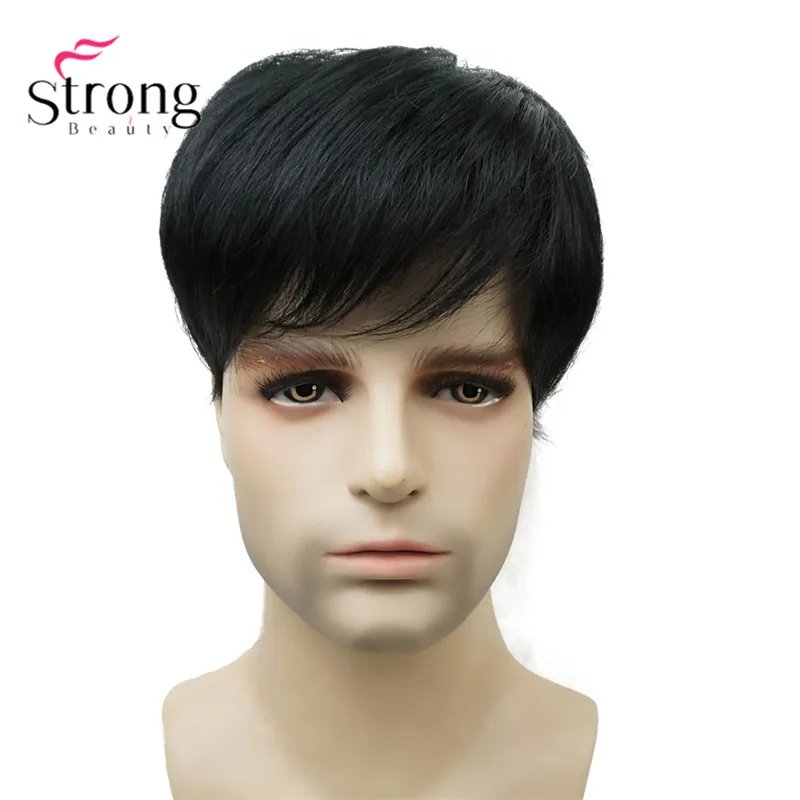 StrongBeauty Мужская парика-накладка синтетические волосы короткие волосы для наращивания волос