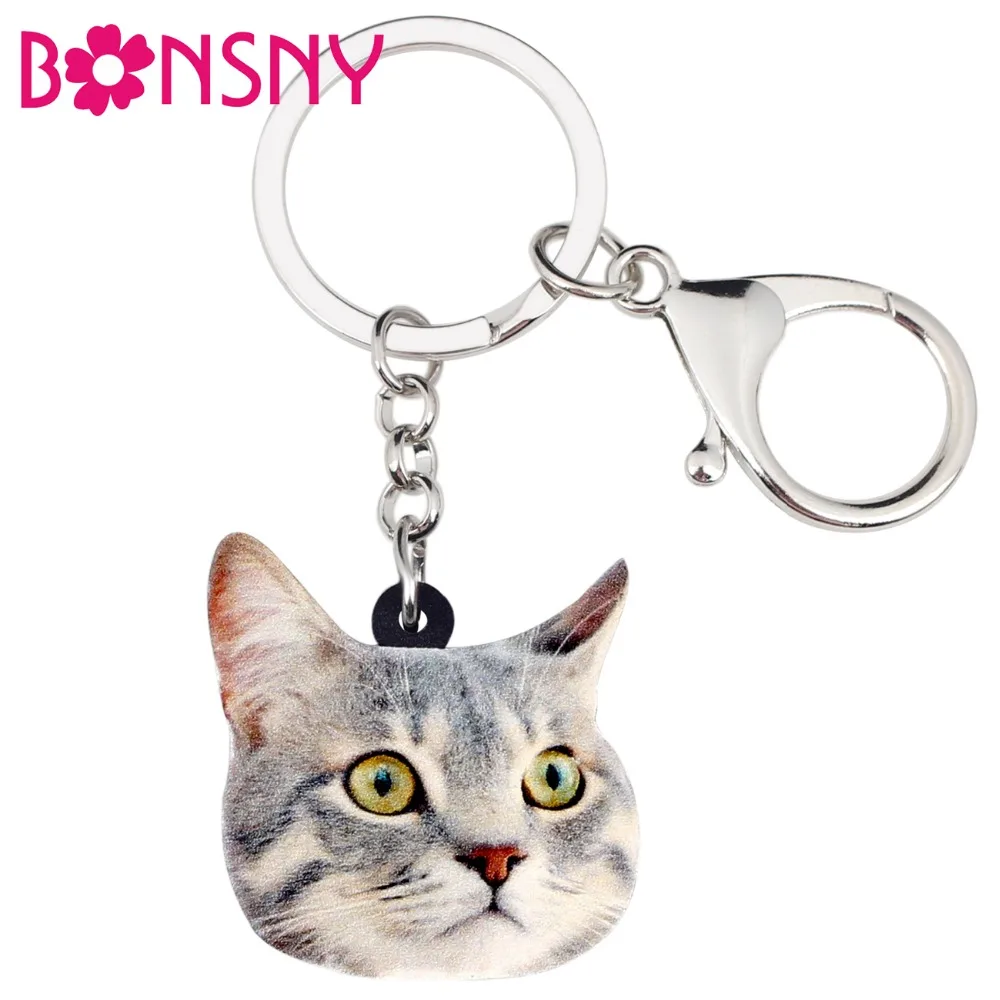Bonsny акриловая новинка кошка котенок брелки кольца животные ювелирные изделия