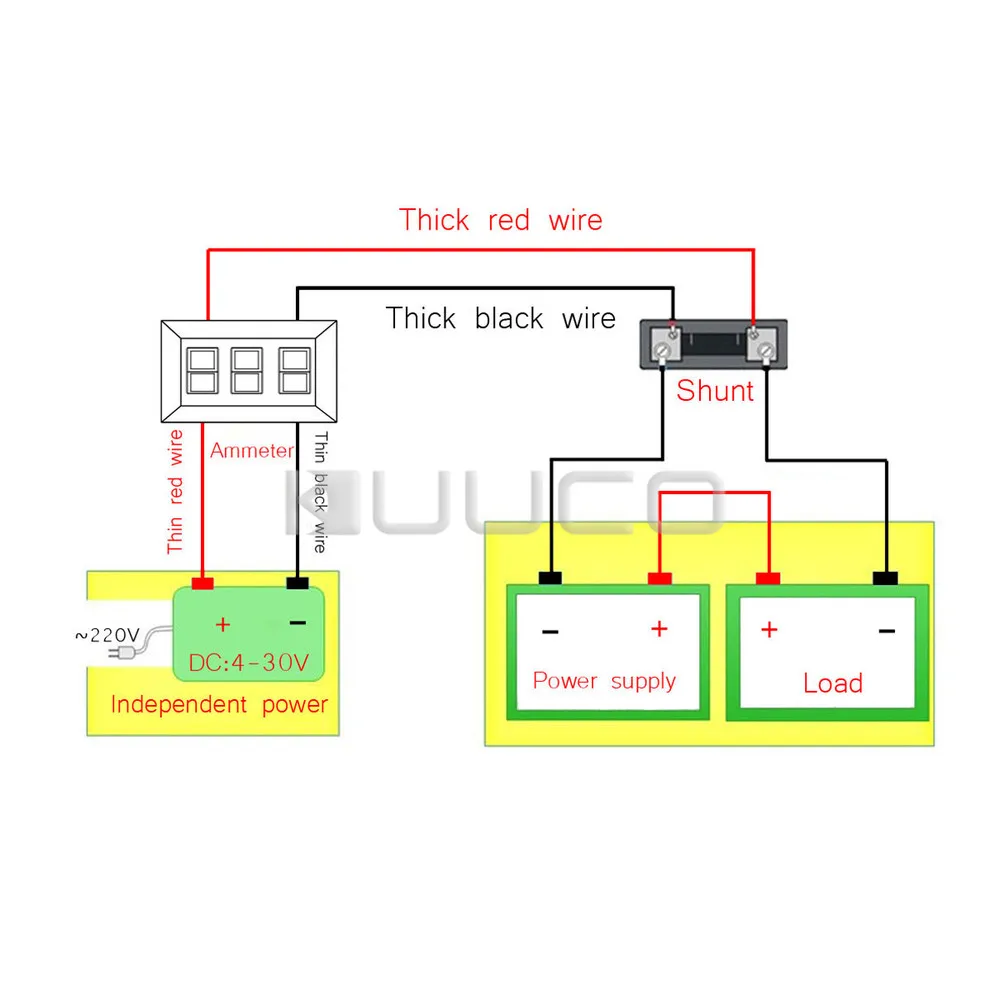 Цифровой амперметр постоянного тока 0 ~ 100 А синий светодиодный постоянный ток 12 в