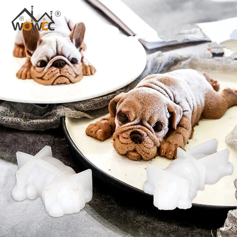 

WOWCC 1PC Cute Dog Silicone Mold Mousse Cake 3D Shar Pei Mould Ice Cream Jello Pudding Blast Chilling Tool Fondant Decoration