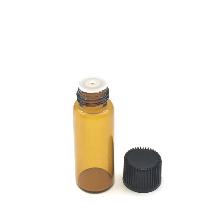 5ml Amber With Black 5 шт. 1 мл 2 мл 3 мл 5 мл мини Янтарная жидкая стеклянная бутылка с отверстием редуктора и крышкой маленькие флаконы для эфирных масел - Цвет: 5ml Amber With Black