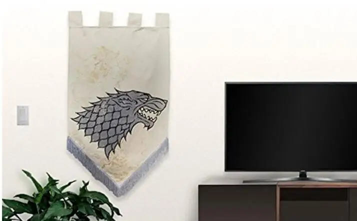 17x2" игра престолов дом старк флаг настенный баннер с бахромой хлопок висячие домашние вечерние декор для гостиной мультфильм