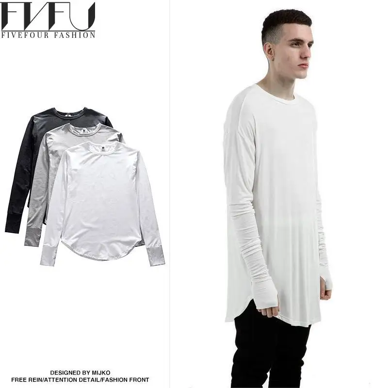 Новая модная футболка Для мужчин лето 2017 г. для одноцветное Цвет с длинным