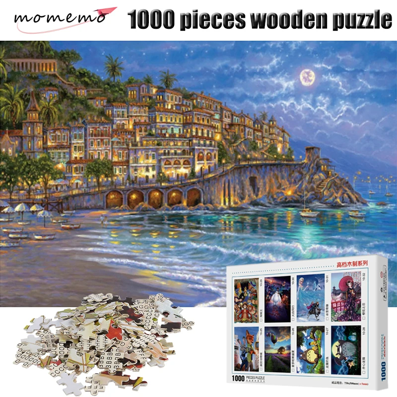 MOMEMO взрослые 1000 кусочки головоломки Jigsaw романтическая ночная фигурка деревянные 1000 штук головоломки Сборка игрушки подарки украшение дома