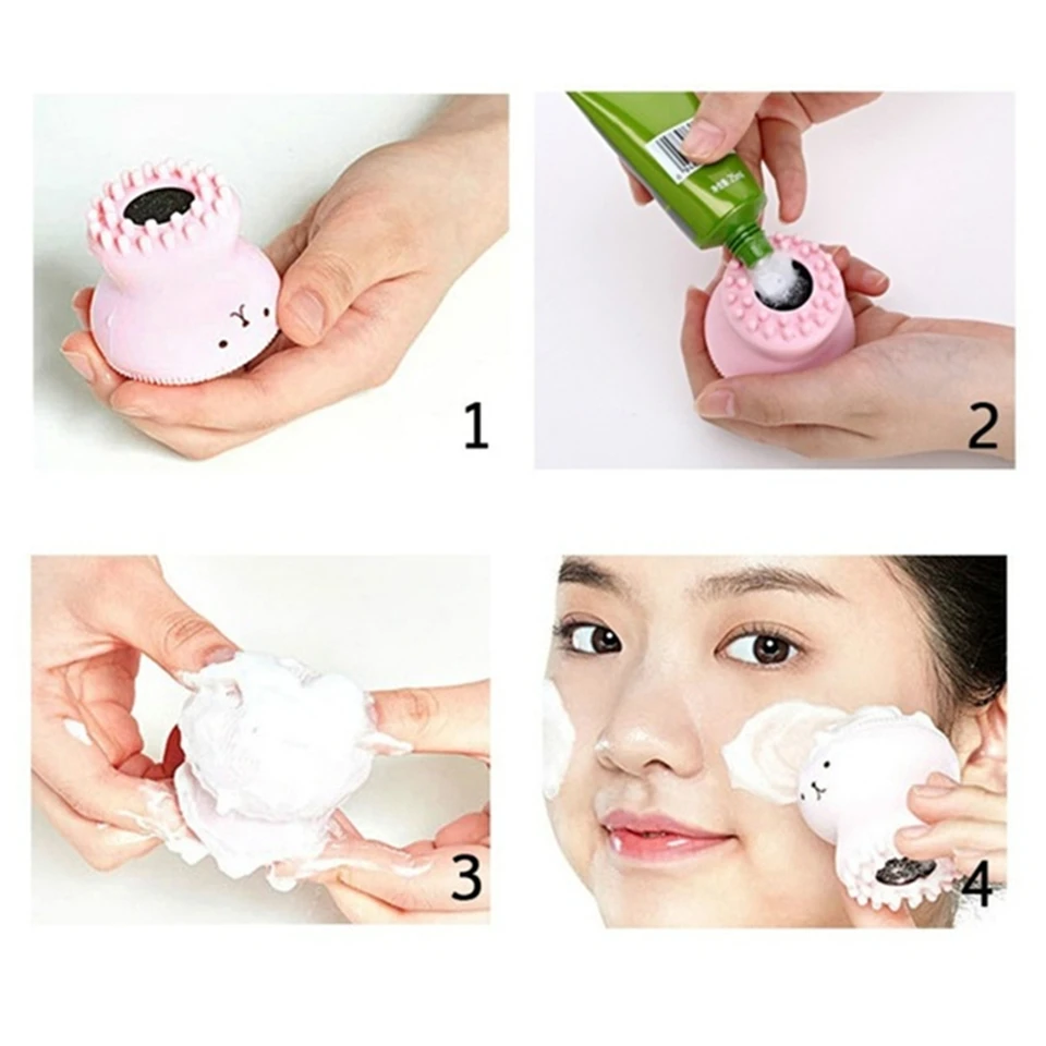 Soft Silicone Facial Cleaning Brush Small Octopus Shape Face Washing Brush Deep Pore Cleaning Exfoliator Skin Care Lovely Animal