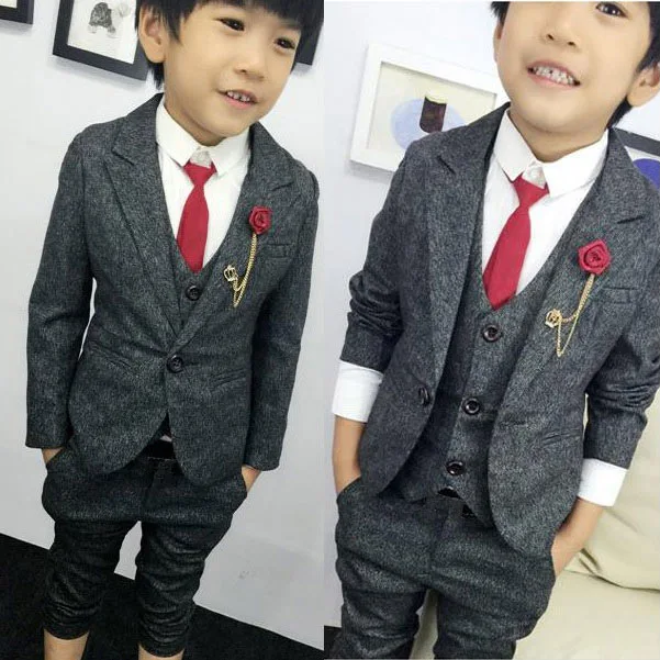 2020 Brand New Kids Wedding Blazer Vest Pants 3PCS Suit Flower Boys Formal Tuxedos School Spring Clothing Set F93 | Детская одежда и