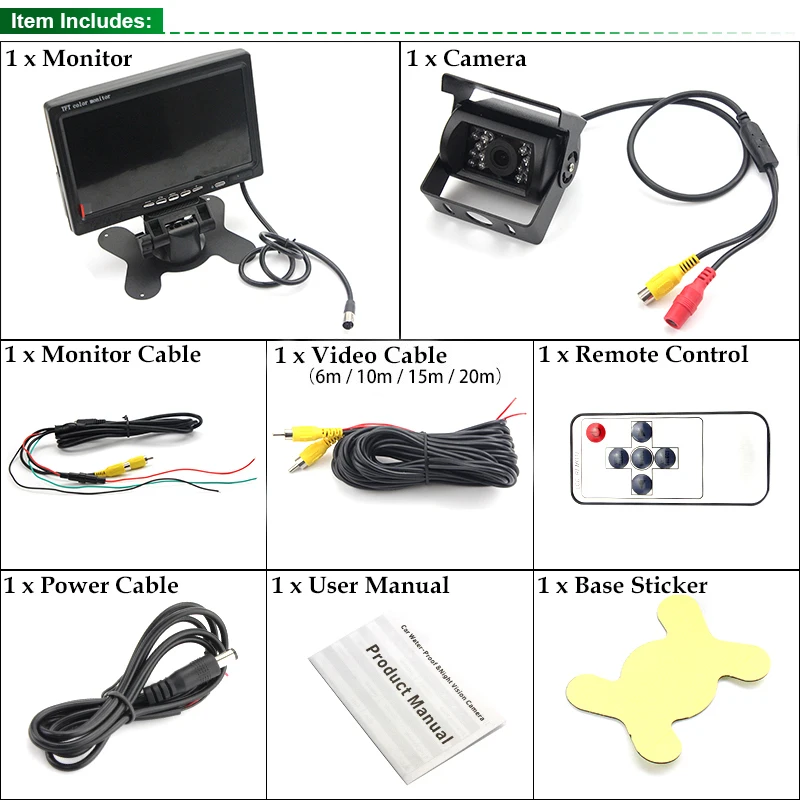 12-24V Car Reversing Kit 7&quot TFT LCD Monitor + CCD IR Backup Camera For Van/Truck | Автомобили и мотоциклы